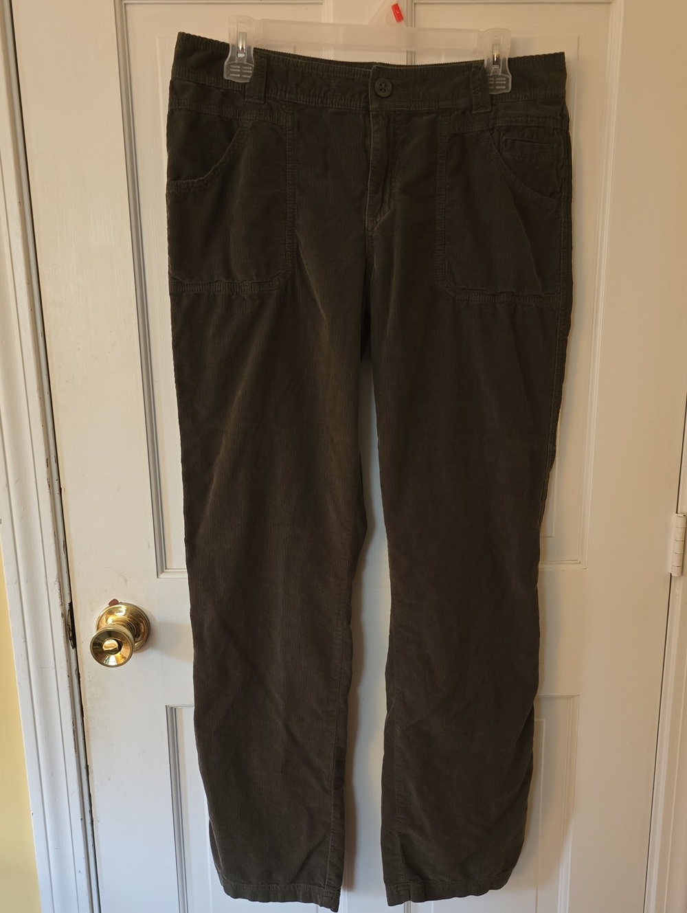 Women’s Olive Green Straight-Leg Corduroy Pants Size 12R
